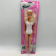 Vintage Totsy Flair 11.5” Doll Curly Blonde Hair White Multi Color Swimsuit