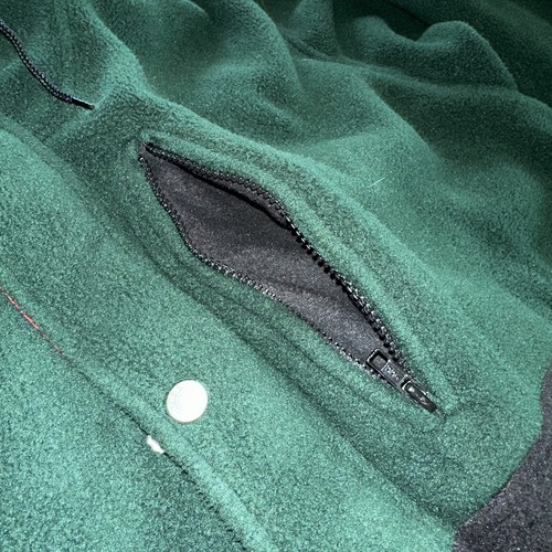 Felpa con cappuccio vintage anni '90 Polo Sport Verde Nero Cerniera Pile Pile Pile USA XL - Foto 17 di 21