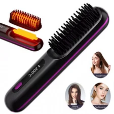Cordless Hair Straightener Brush Negative Ion Comb Hair Straightener for Women