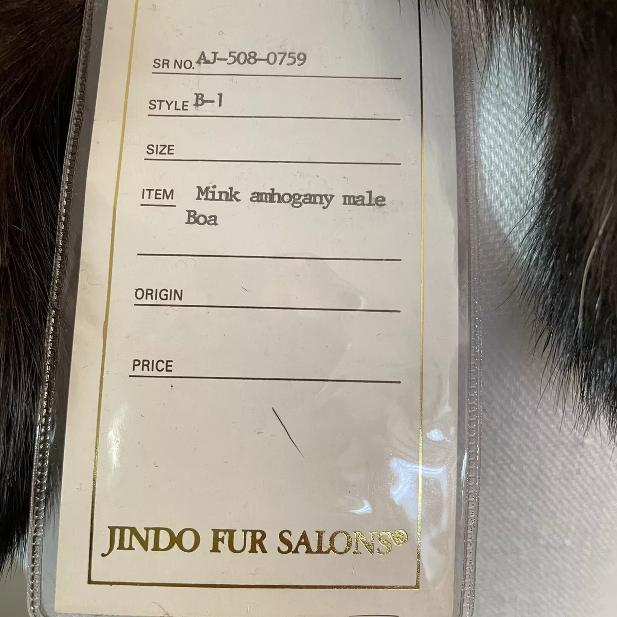 Vintage Jindo Fur Salon Mink Mahogany Male Boa Stole Dark Brown