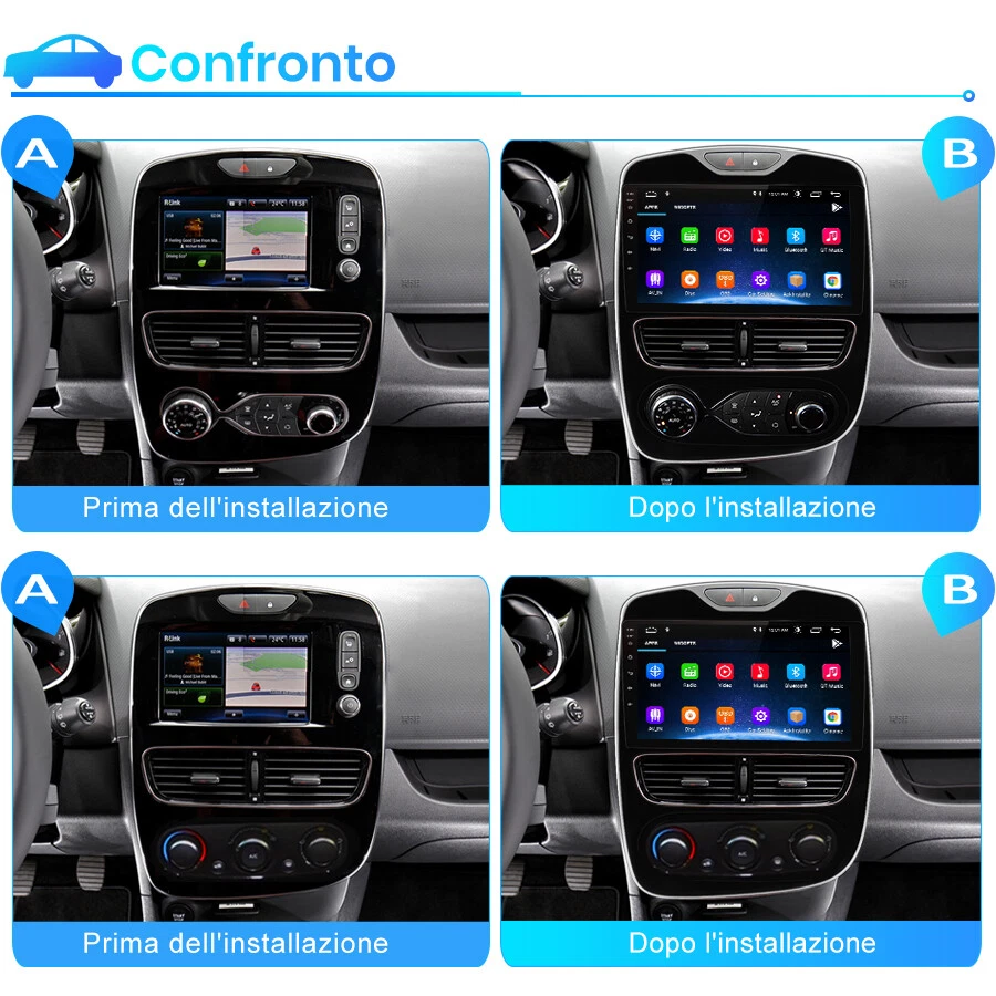10"Android 13 Autoradio GPS Navi Bluetooth WiFi DAB per Renault Clio 4 2016-2019 - Immagine 3 di 4