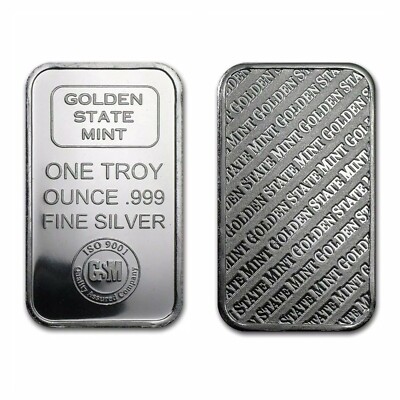 1 TROY OZ .999 FINE SILVER BULLION GSM ISO BAR BU | eBay