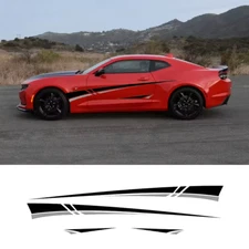 2Pcs Black Silver Gray Car Side Door Body Vinyl Decal Sticker For Chevy Camaro