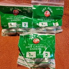 Bass Casting Sinkers (Lot of 3) 1 oz.,  2 per pack.