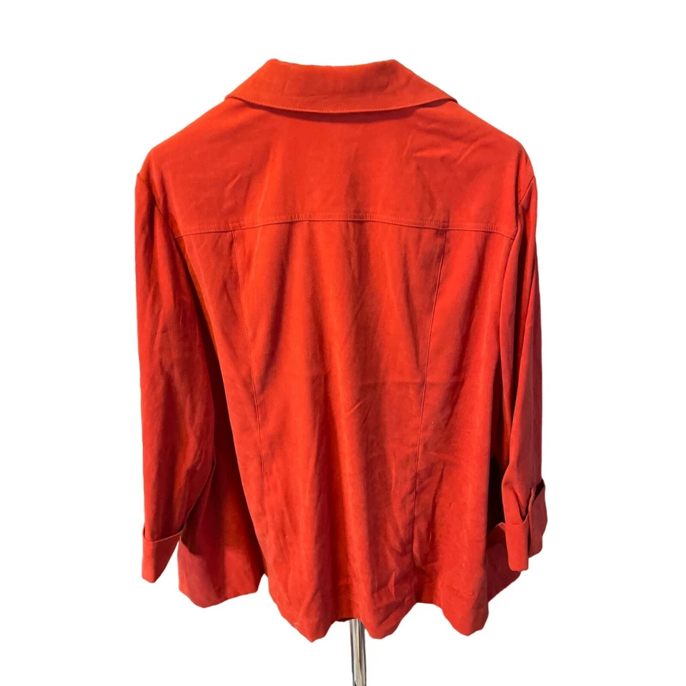 JM Collection 女式橙色纽扣领夹克,尺寸 24W — 第 2/4 张图片