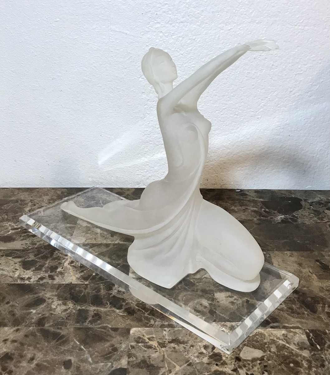 Frosted Lucite Acrylic Woman Dancer Bella Luce statue Frosted Lucite Acrylic Woman Dancer Bella Luce statue