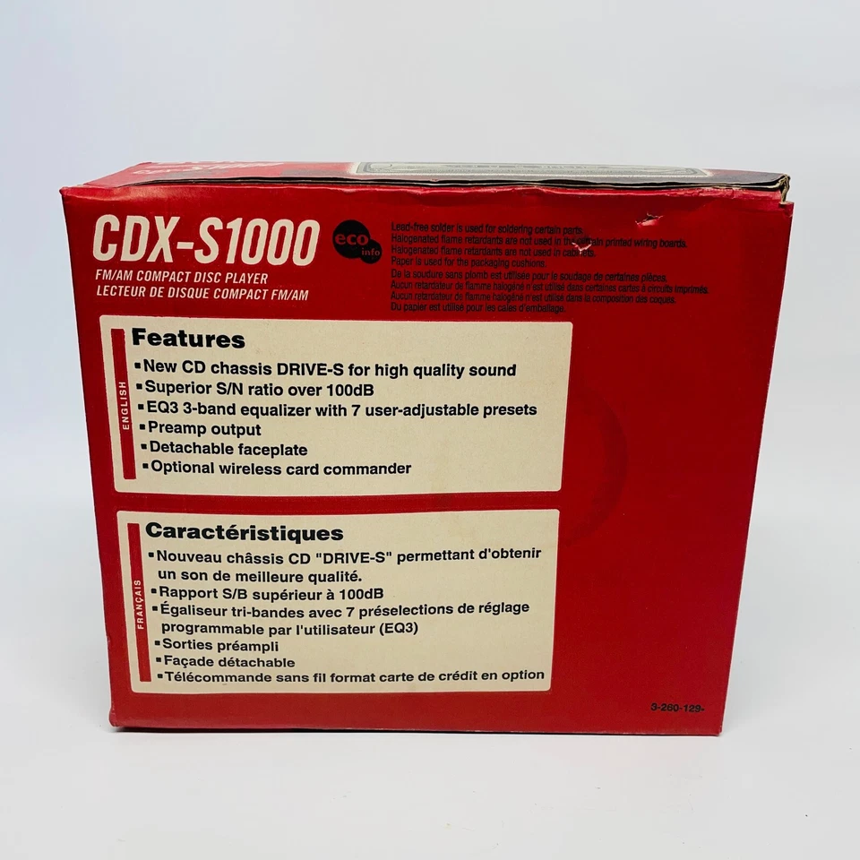 Sony CDX-S1000 FM/AM CD Player EQ3 45W x4 Car Stereo Compact Disc Player - Image 3 of 4