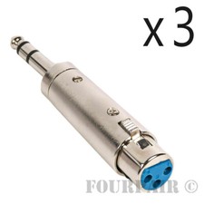 3 Pack - 3pin XLR Female to 1/4" Stereo TRS Male Plug Audio Cable Mic Adapter
