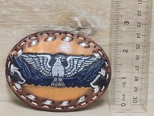 Vintage Eagle Leather  Silver Hand Tooled Belt Buckle Geniune Clean