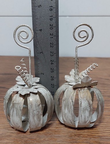Metal Pumpkin Holiday Place Card Holders - Set Of 2 - Picture 7 of 7