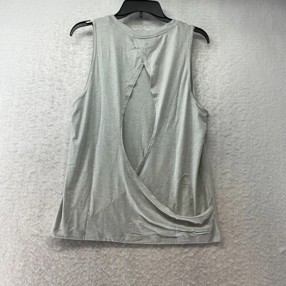 Camiseta sin mangas Fabletics negra espalda abierta para mujer talla L gris claro jaspeado calce relajado Foto 3 de 4