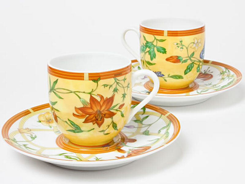 Hermes Siesta Demitasse Coffee Cup Saucer Yellow Floral  display picture 1