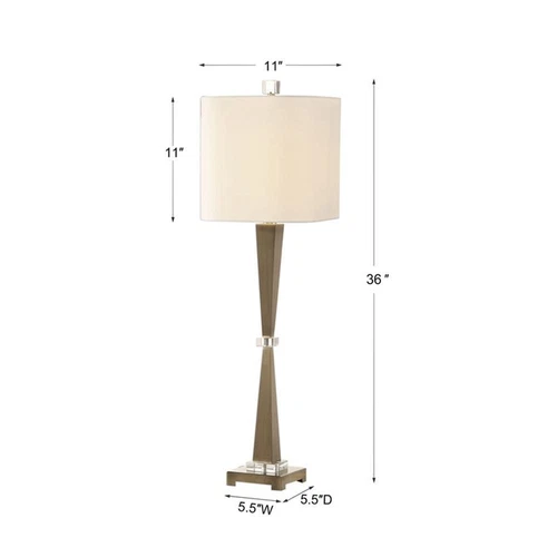 Uttermost Niccolai Steel Crystal Fabric Table Lamp in Antiqued Nickel and White - Picture 5 of 5