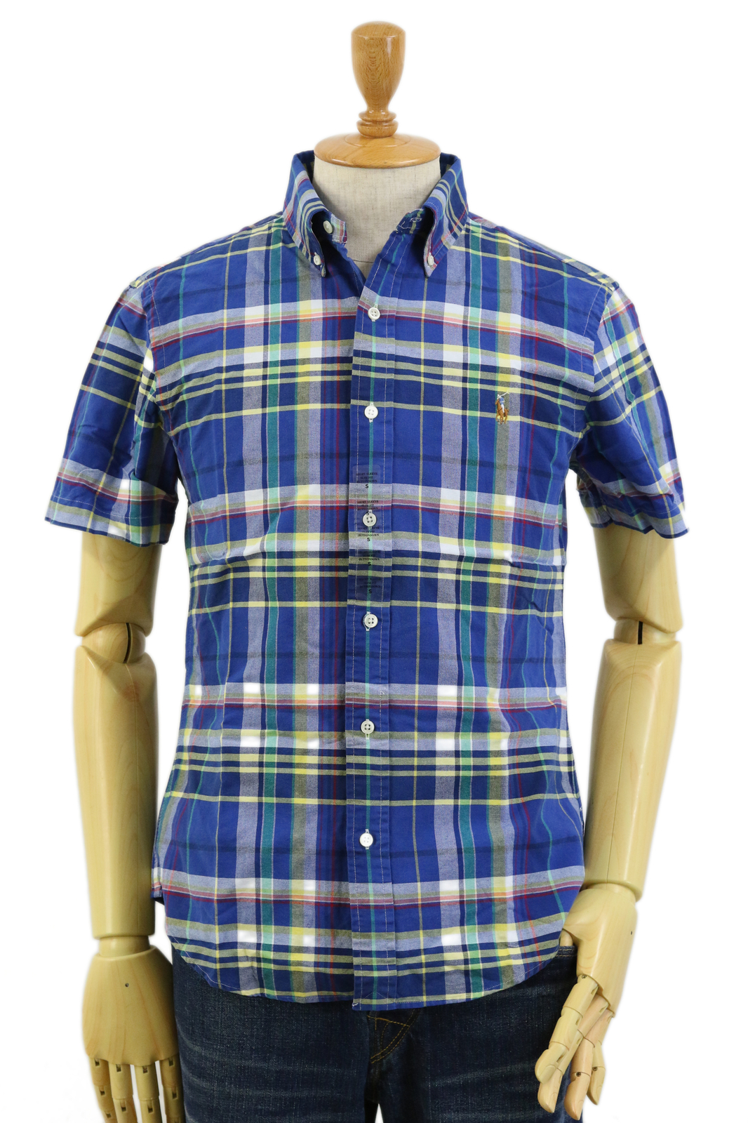 Polo Ralph Lauren Приталенная Оксфордская рубашка в клетку на пуговицах с коротким рукавом - Размер XS