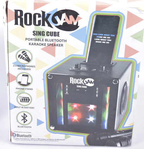 RockJam Singcube Bluetooth Karaoke Maschine mit zwei Mikrofone LED Licht Box - Bild 3 von 7