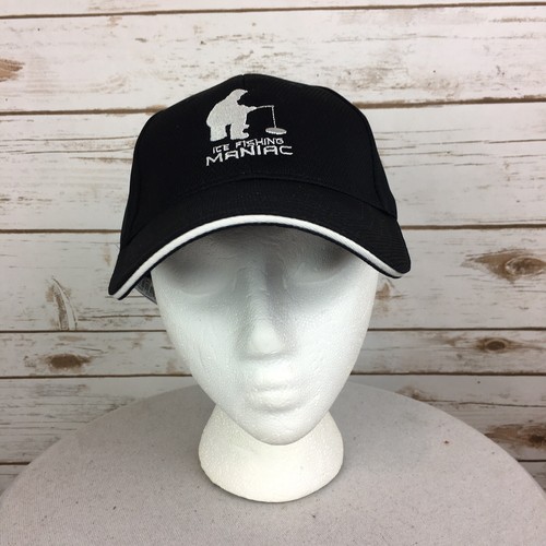Ice Fishing Maniac Baseball Cap Adjustable Hook/Loop Black Poly Tight Mesh NEU - Bild 1 von 12