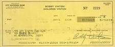 Bobby Vinton Signed Autograph Cheque 1974 COA