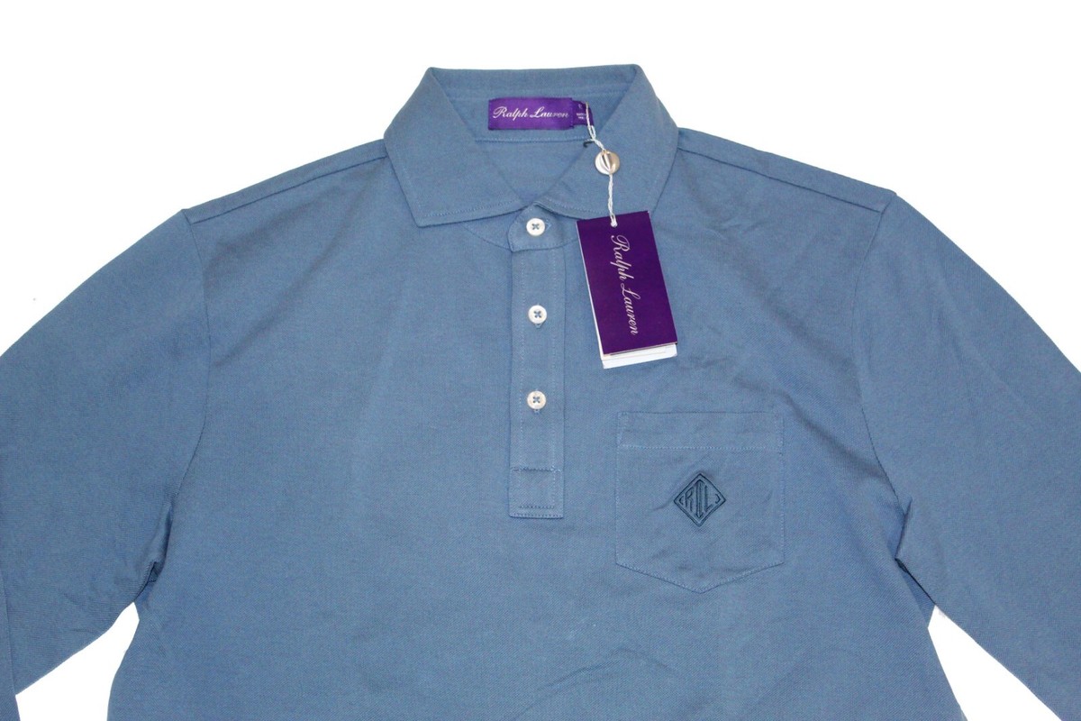 Ralph Lauren Purple Label Slim Logo Washed Pique Polo Long Sleeve