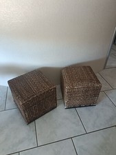 Sièges tabourets poufs Osier rotin Tressé Vintage 1970 Belle Patine Prix Unité 