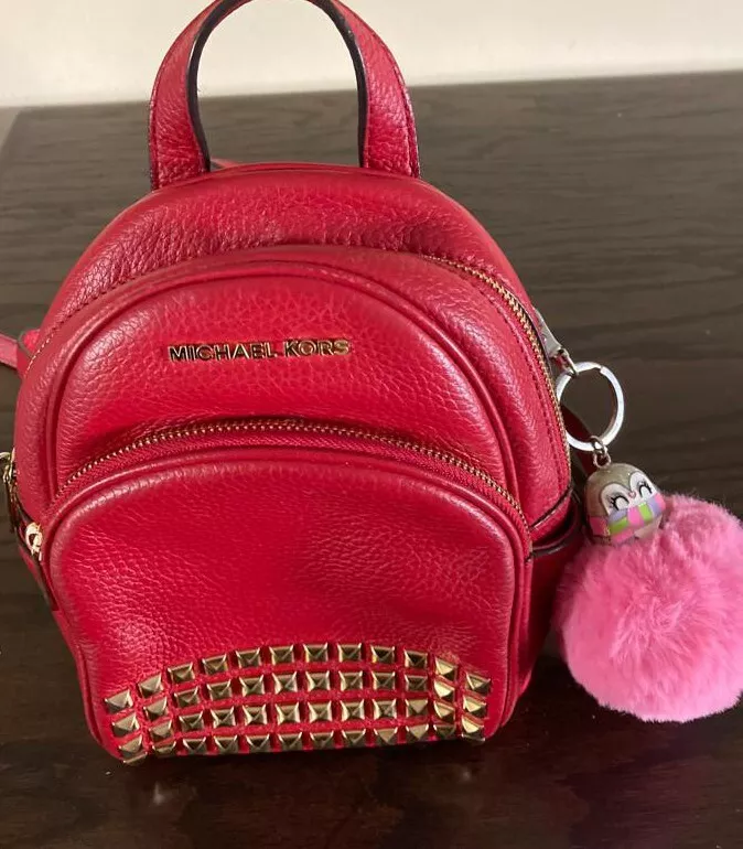 Pre-owned Michael Kors Abbey Leather Backpack In Red