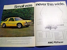 1976 AMC Pacer 2p mid-size-mag car ad  - "Small was never this wide"