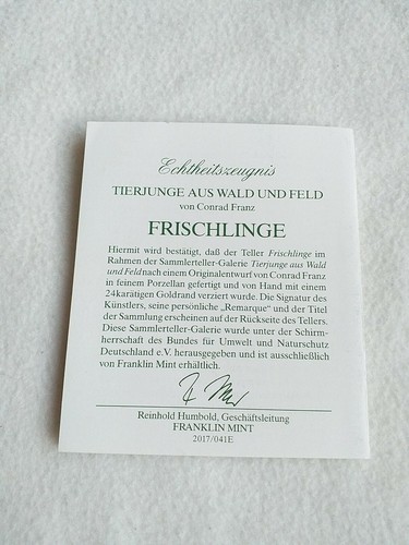 Sammelteller " Frischlinge " Franklin Mint, Designer Conrad Franz mit Goldrand - Bild 8 von 9
