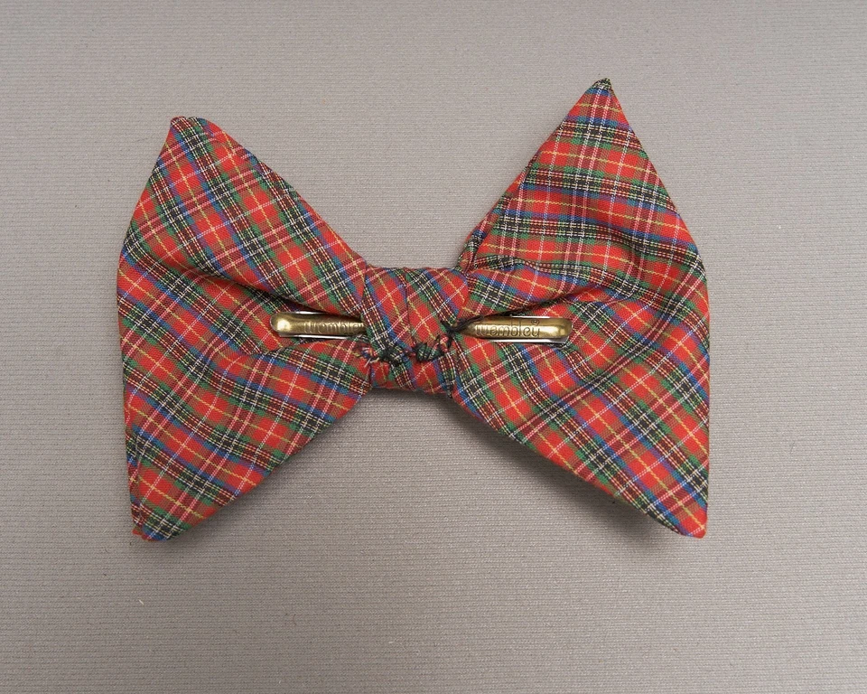 Pajarita vintage Wembley roja a cuadros tartán algodón clip años 60 70 Foto 2 de 4