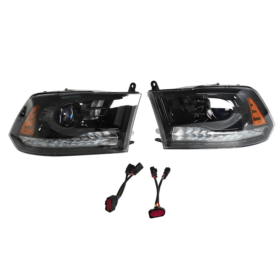 For 2013-2018 Dodge Ram 1500 2500 3500 Projector Headlights Black LED DRL Signal - Image 4 of 4