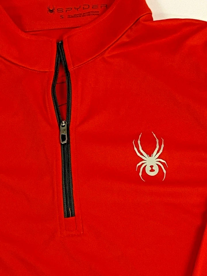 Camiseta Spyder prata mergulho teia seca gola T nova com etiquetas tamanho P masculina laranja raiva polar US$ 80 - Imagem 3 de 4