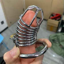 Metal Stainless Steel Chastity Cage Device for Male Lockable Restraint Rings Men