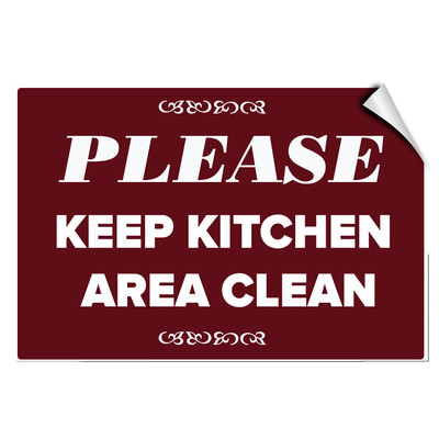 Please Keep Kitchen Area Clean Security LABEL DECAL STICKER