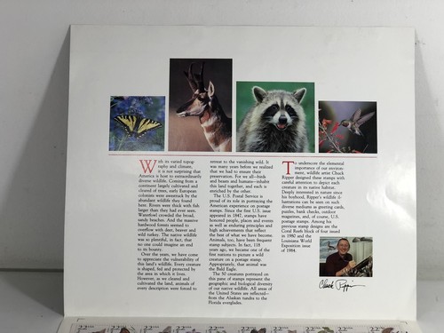 USPS - 1987 - American Wildlife - 50 Stamps@$0.22 - Full Sheet & Folder - Picture 3 of 11