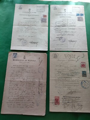 DREI GEBURTSURKUNDEN (ROM 30ER JAHRE) UND EINE TODESURKUNDE, (NEAPEL 1922)