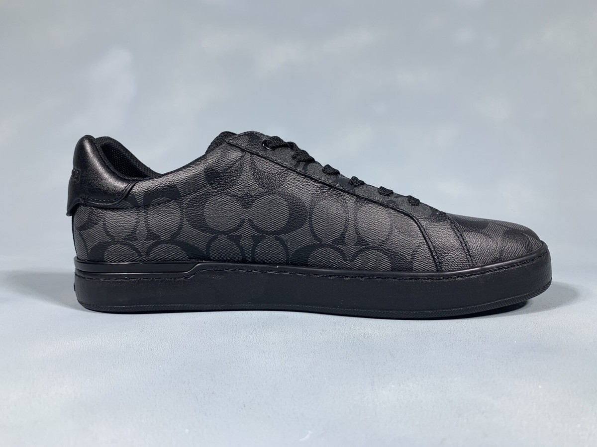 COACH ブラック ポンチョ XS $168 Coach Clip Signature Low Top Sneaker Charcoal Black