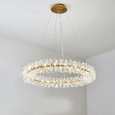 Kristall Decken Leuchten Kronleuchter Blume Gold Modern Esszimmer Wohnzimmer