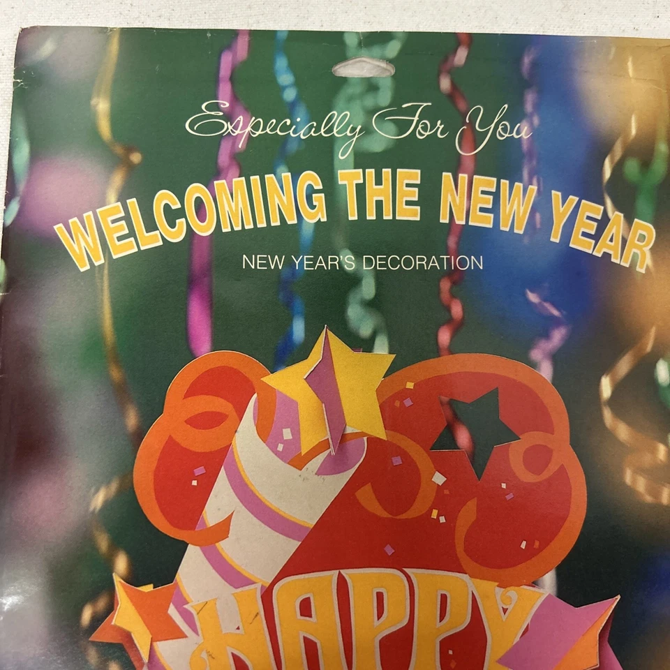 Feliz Año Nuevo Papel Decoración Antiguo Stock American Greetings De Colección 1980 Base de Panal Foto 3 de 4