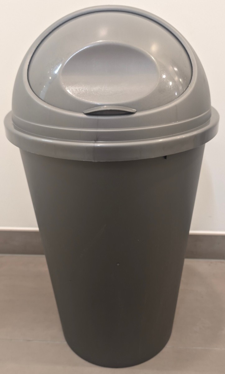 Argos Plastic Silver Flap Lid Bullet Bin 45 L Rubbish Waste Bin