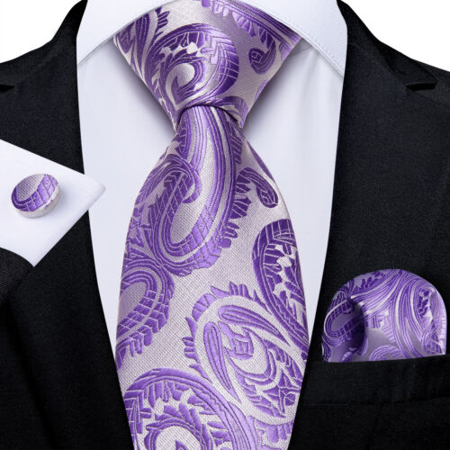 US Mens Slik Tie Clip Set Necktie Gold Paisley Jacquard Hanky Cufflinks Wedding - Picture 41 of 197