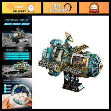 3D Wooden Space Station Puzzle Kit - 511PCS Mechanical Model with Lights Music