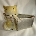 Vtg Shawnee Baby Pig Planter Three Little Pigs Yellow Gray Retro 6” W X 4.75” T
