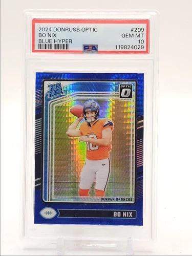 BO NIX 2024 DONRUSS OPTIC RATED ROOKIE BLUE HYPER BRONCOS RC PSA 10 Q0004