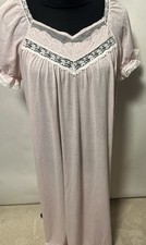 Vintage 80s Sears M Pink Nightgown Lace Floral Sleeve Babydoll Long Made In USA