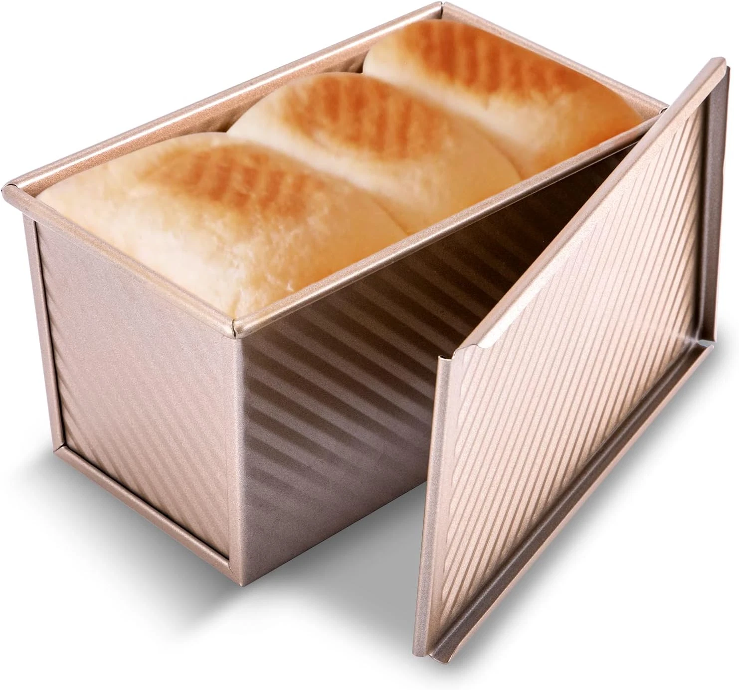 Pullman Loaf Pan with Lid, 1 Lb Dough Capacity Non-Stick Bakeware for Baking Bre