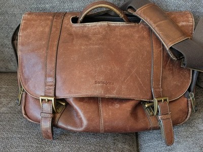 Samsonite Brown Leather Flapover Travel Business Briefcase