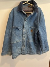 Big Ben Wrangler Men's Denim Chore Coat Vintage 90s Lined Barn Jacket Size XL