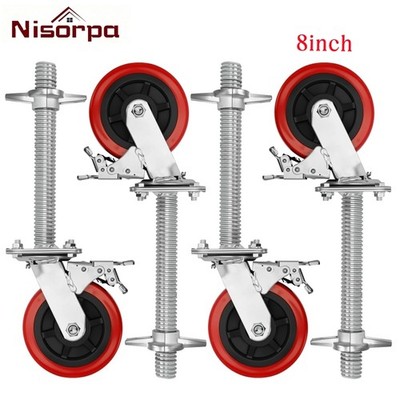 4 x Gerüstrolle,Rollfuß 500 mm,Ø 30 mm,Rolle 200 x 50 mm, 8 inch ,600 kg 
