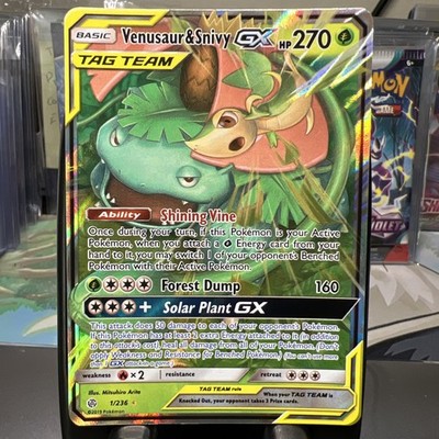 Tag Team Venusaur & Snivy GX (Full Art) SM Cosmic Eclipse