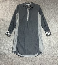 Kuhl Shirt Dress Womens Small Blue Gray Long Sleeve Knee Length Everyday Casual
