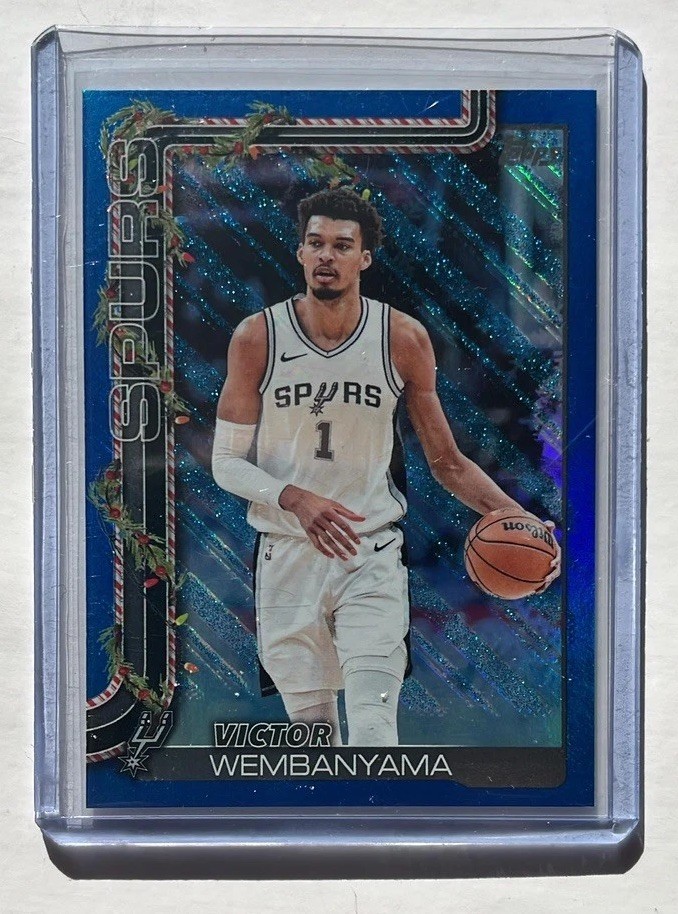 2025-26 Topps Holiday - Victor Wembanyama #H156 Holiday Metallic Blue Glitter