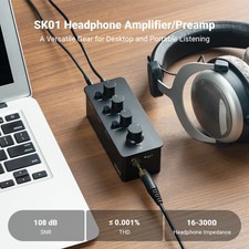 Fosi Audio SK01 Headphone Amplifier Preamp 2-in-1 Tone Control USB-C